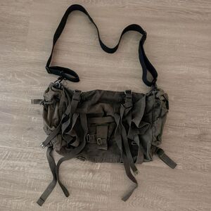 1970s Vietnam War Era Military Canvas Overdyed Reworked Army Messenger Bag